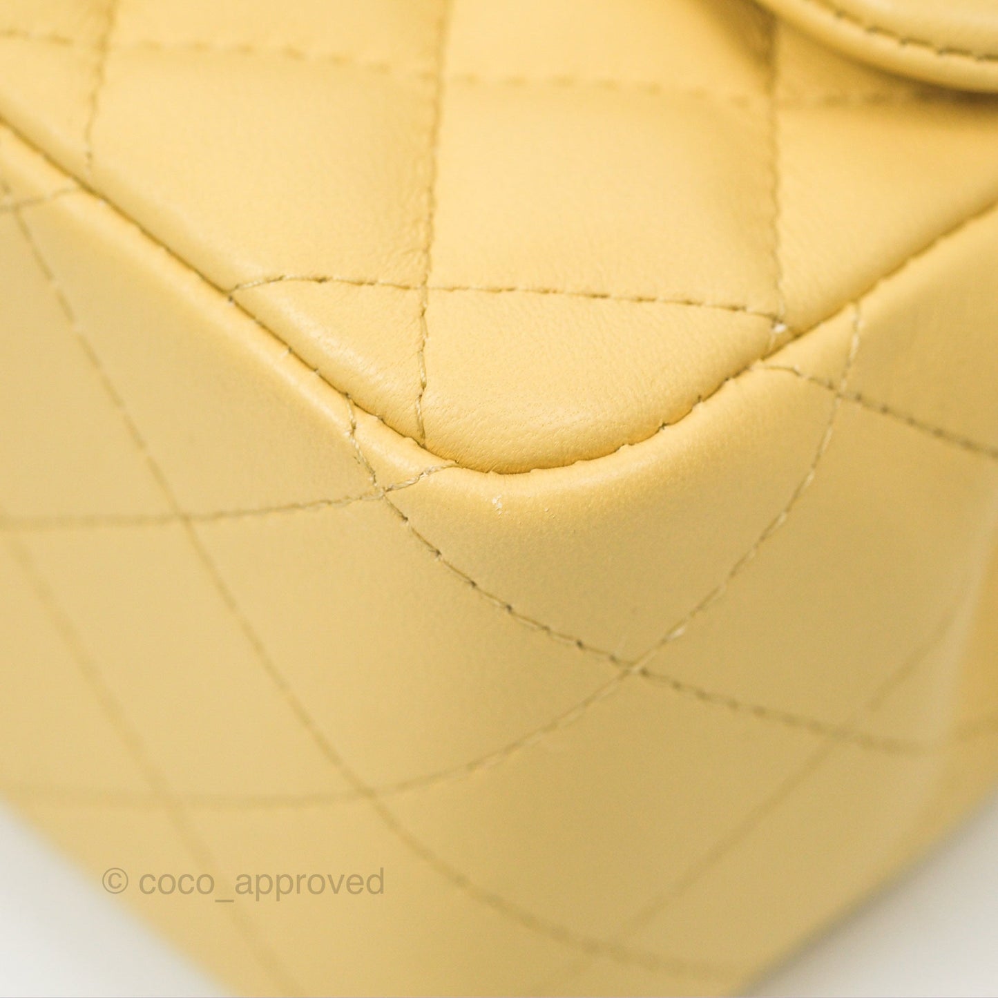 Chanel Quilted Mini Square Yellow Lambskin Gold Hardware