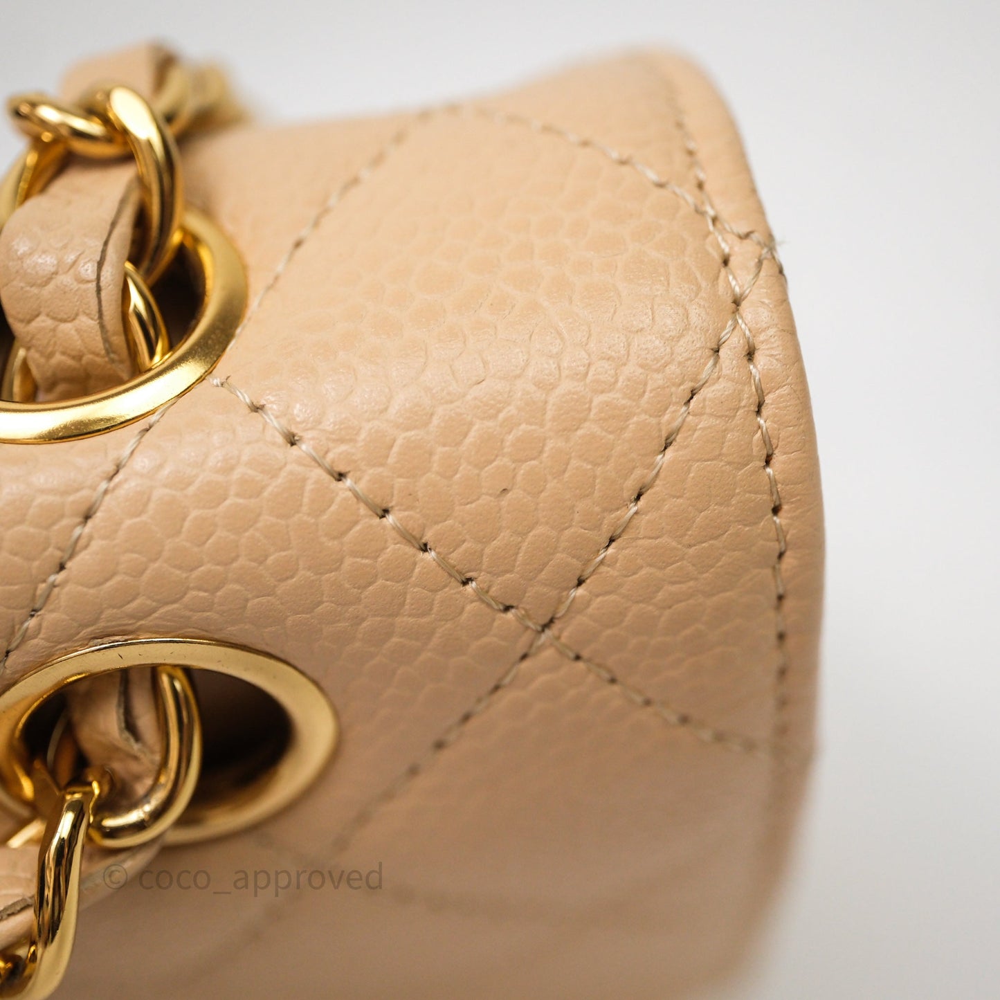 Chanel Classic M/L Medium Flap Quilted Beige Caviar Gold Hardware