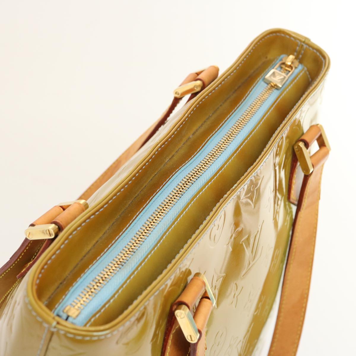 LOUIS VUITTON Monogram Vernis Houston Hand Bag Baby Blue M91005 LV 75758