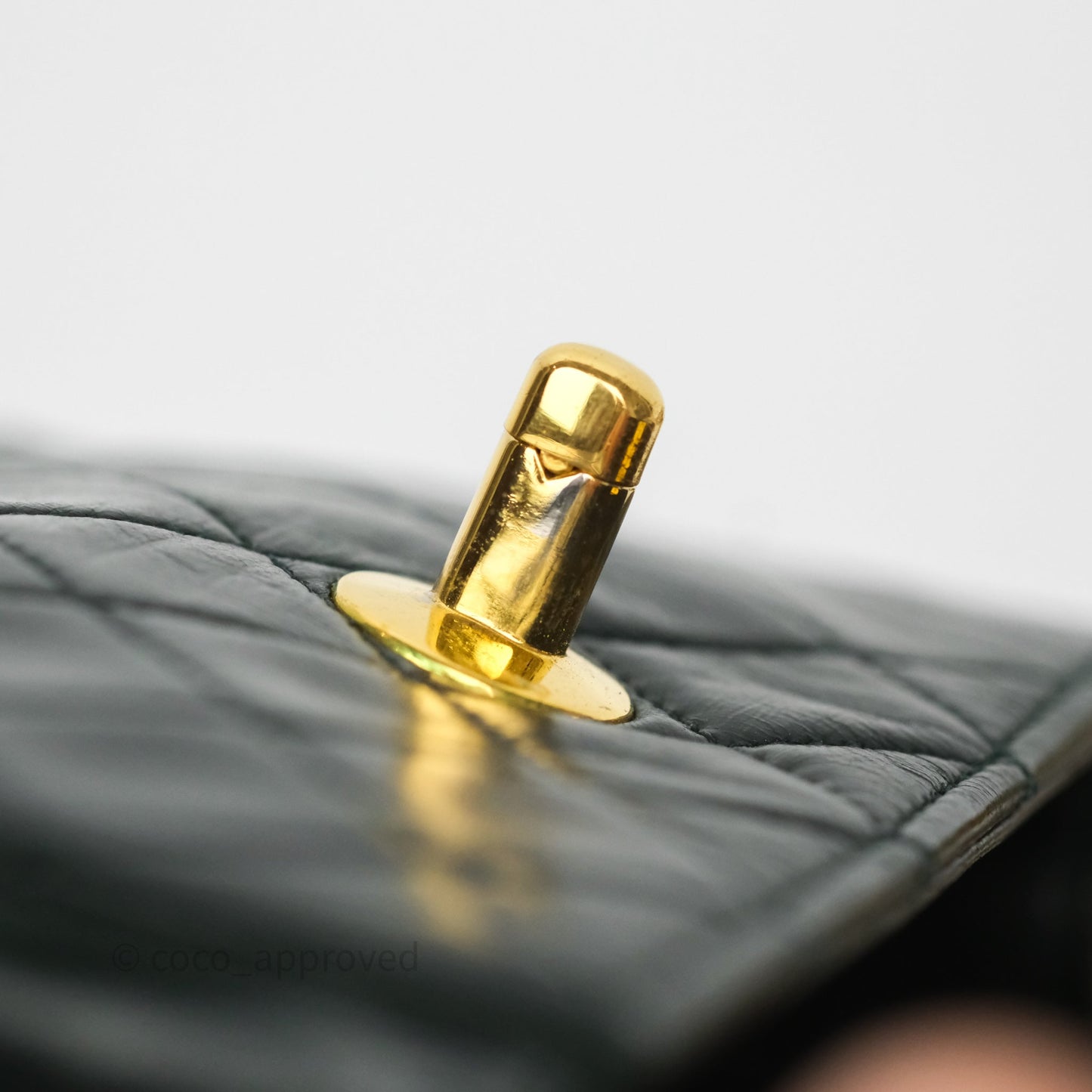 Chanel Vintage Mini Flap Bag Dark Green Lambskin Gold Hardware