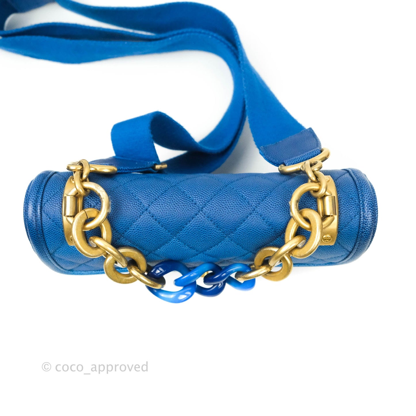Chanel Quilted Sunset On The Sea Blue Flap Bag Caviar Aged Gold Hardware