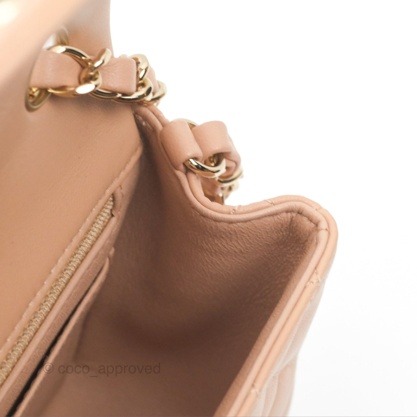 Chanel Mini Rectangular Quilted Beige Lambskin Gold Hardware