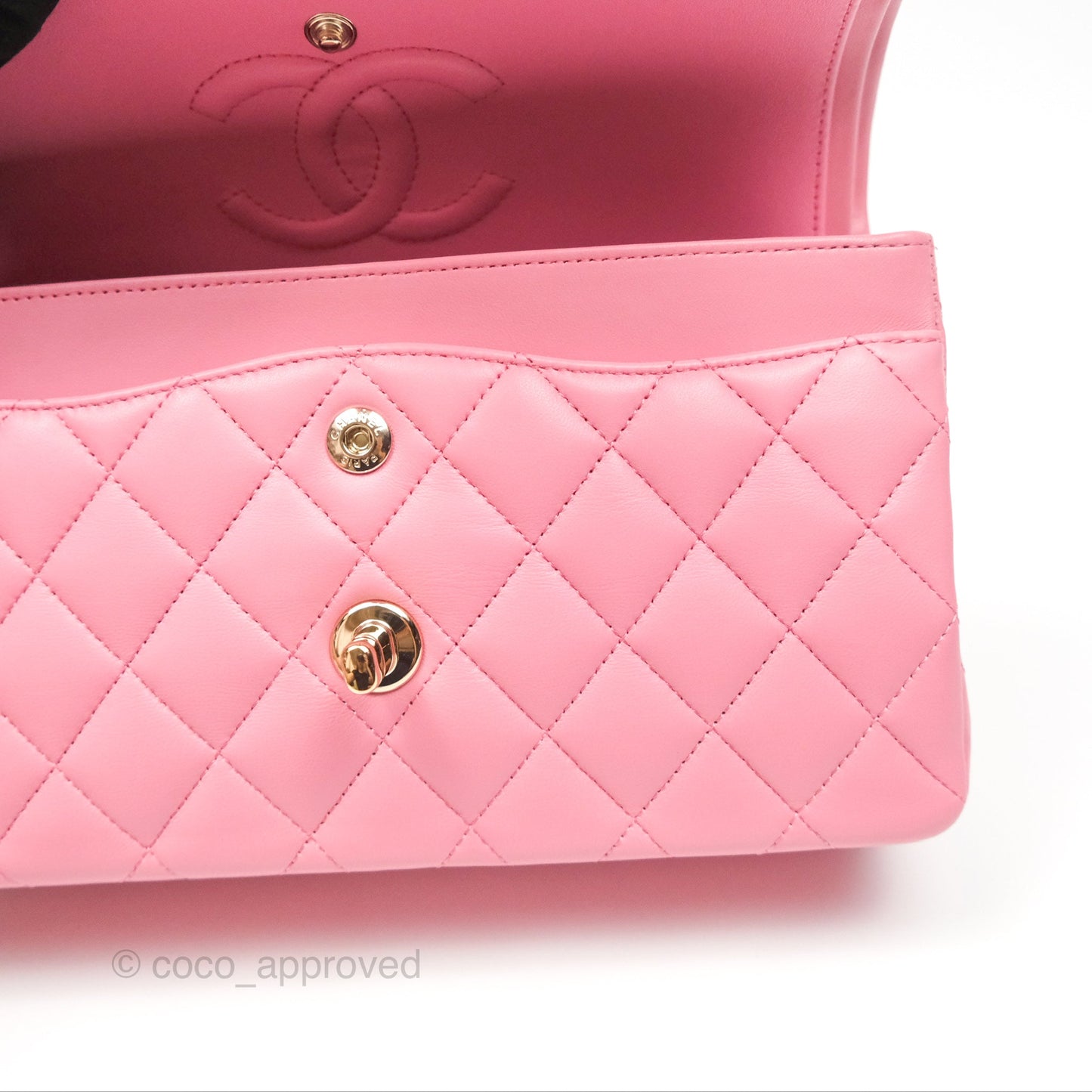 Chanel Small Classic Quilted Flap Pink Lambskin Gold Hardware