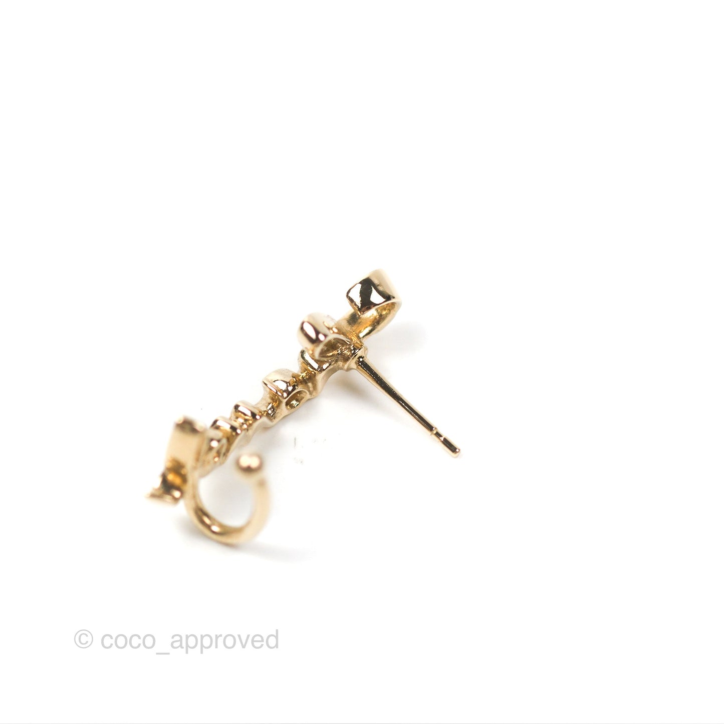 Chanel CC Coco Crystal Earrings Ear Clip Gold Tone 22P