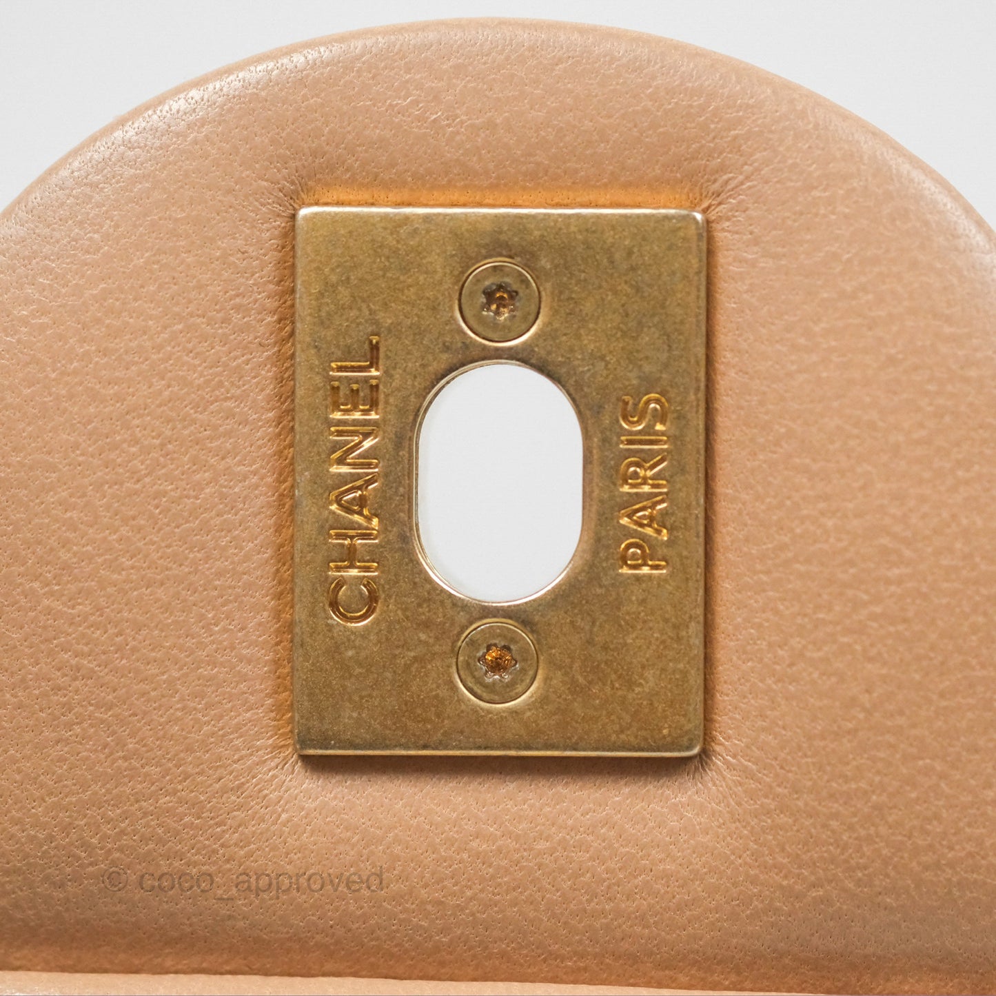 Chanel Small Chunky Chain Flap Bag Lambskin Beige Aged Gold Hardware 22S
