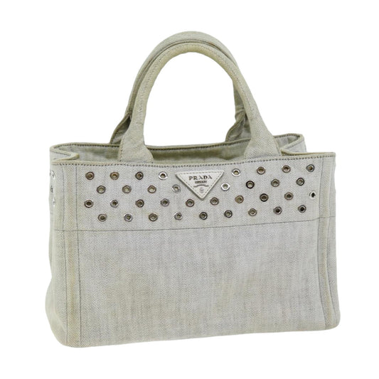 Luxury PradaCanapa PM Hand Bag Canvas White 75821