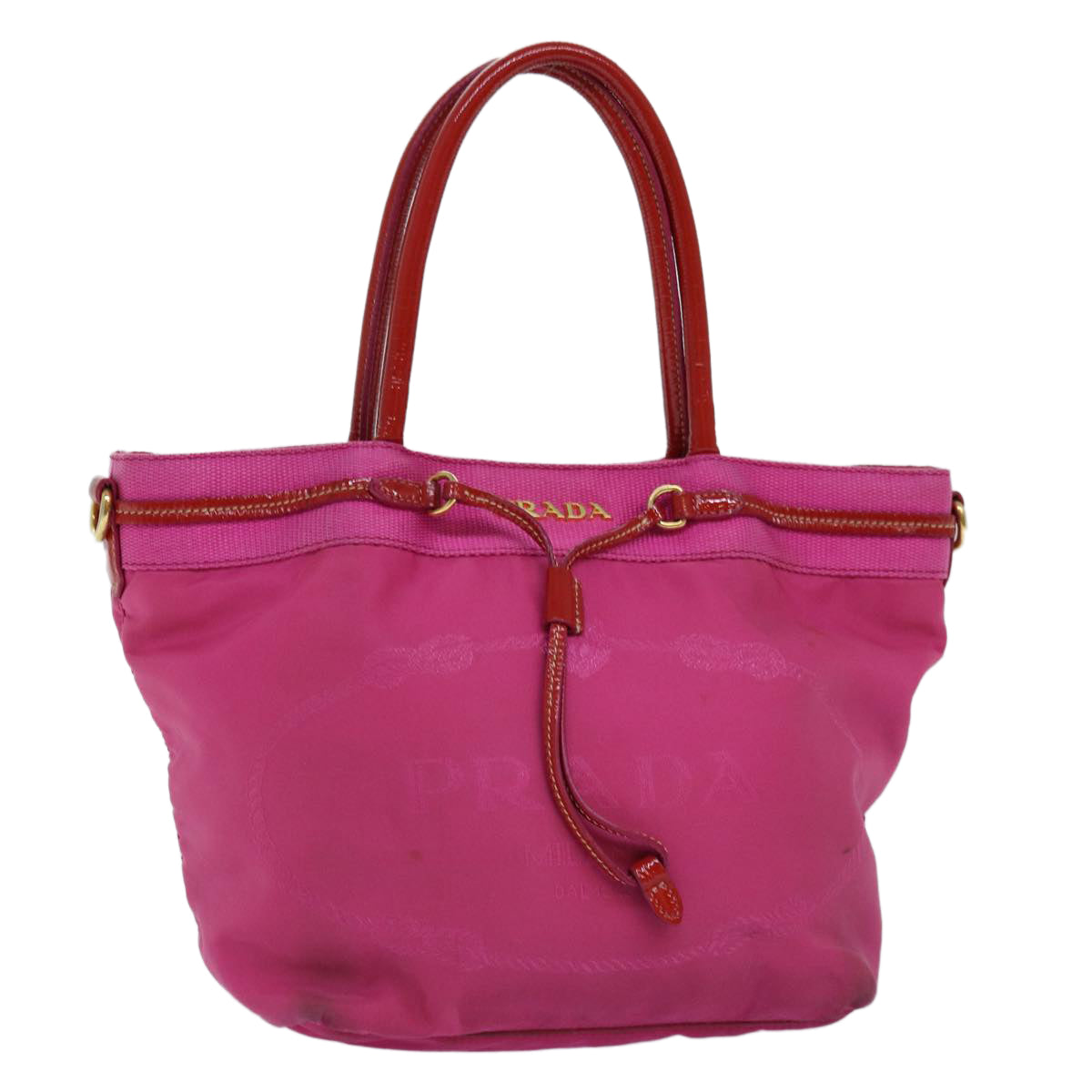 Luxury PradaHand Bag Nylon Pink Red 75823
