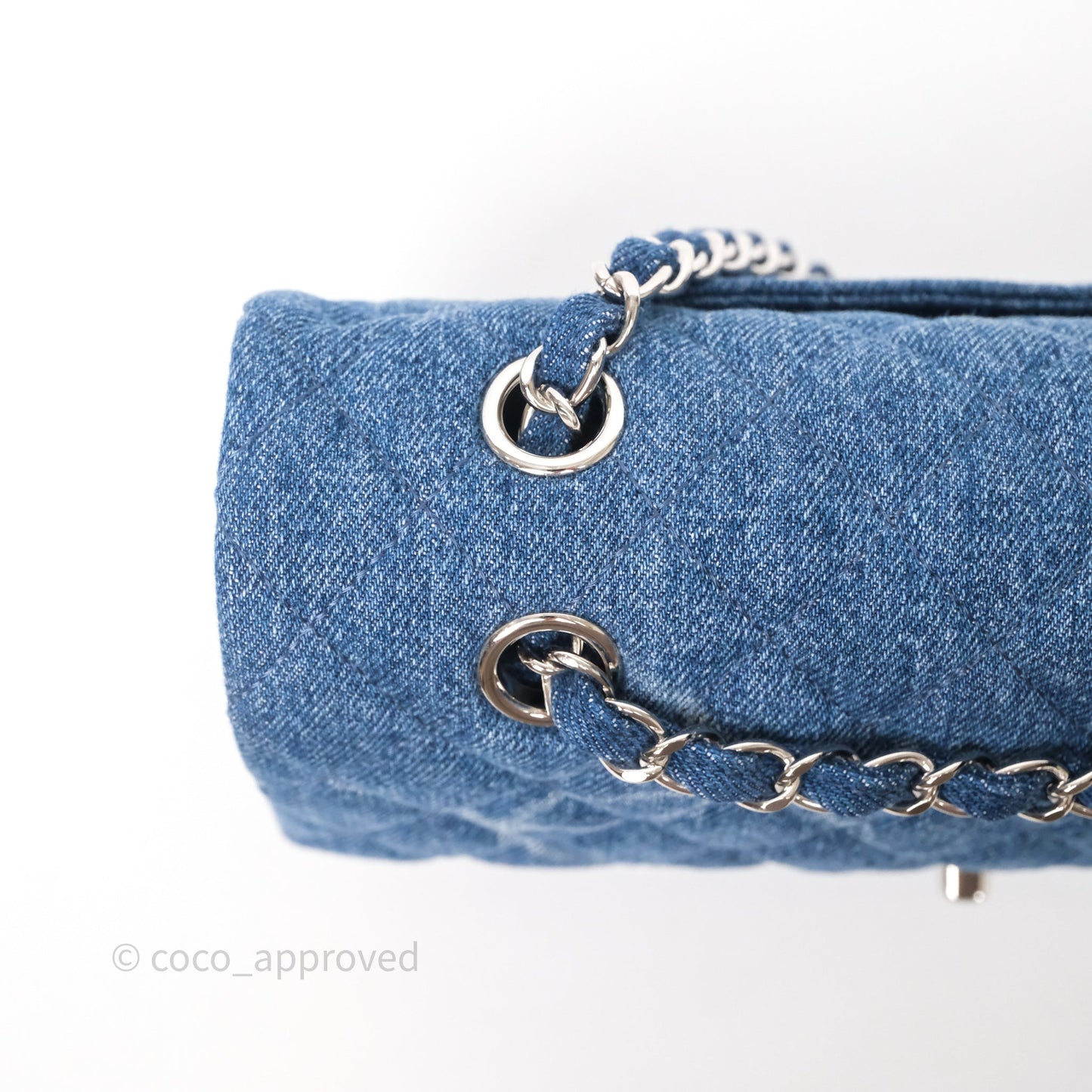 Chanel CC Denim Single Flap Bag Silver Hardware