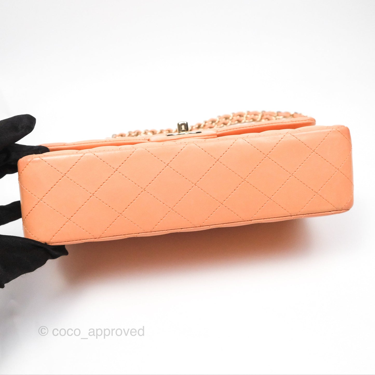 Chanel Classic M/L Medium Flap Quilted Peach Lambskin Gold Hardware