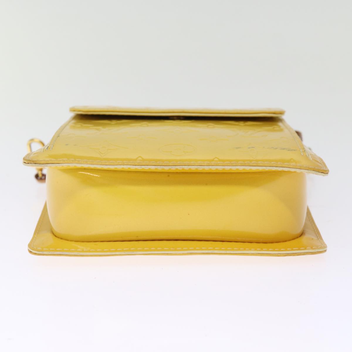 LOUIS VUITTON Monogram Vernis Motto Pouch Lime Yellow M91059 LV 75874