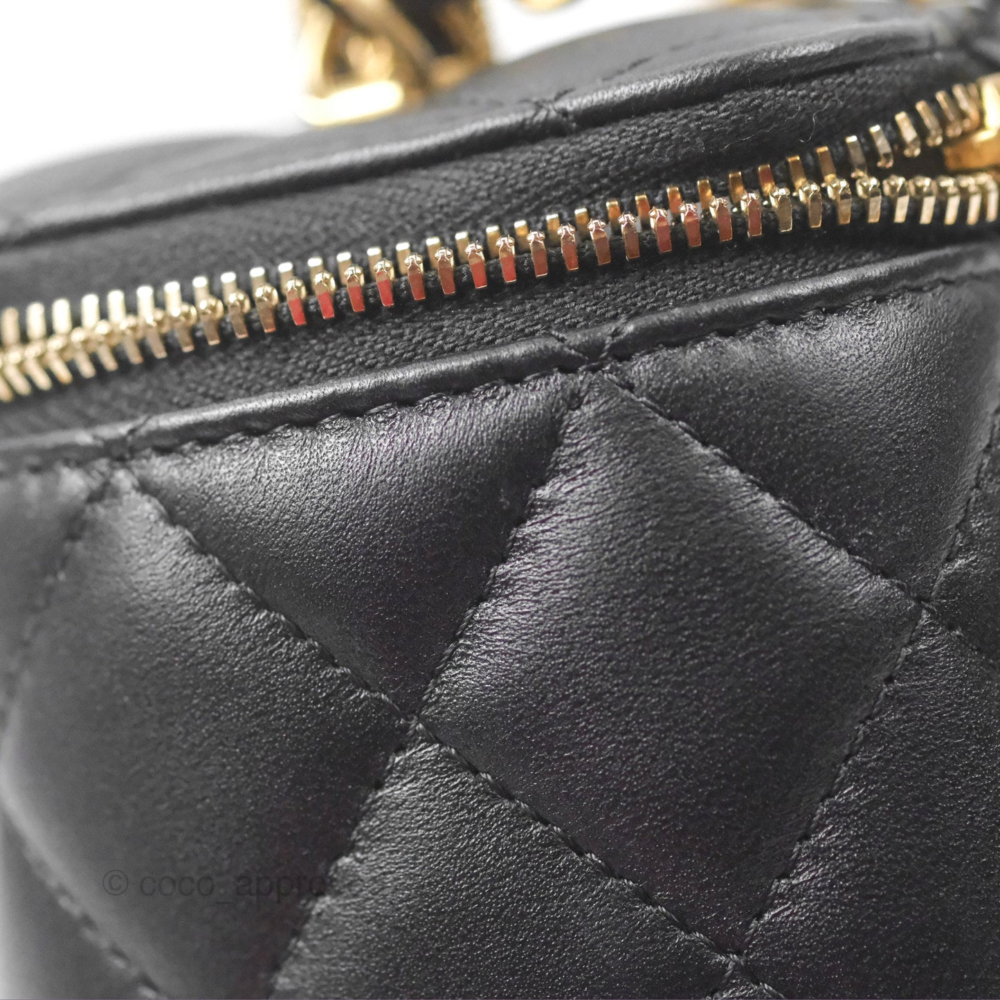 Chanel Top Handle Vanity Rectangular Black Lambskin Gold Hardware
