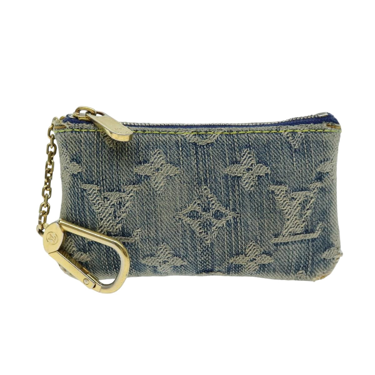 LOUIS VUITTON Monogram Denim Pochette Cles Coin Purse Blue M95343 LV 75876