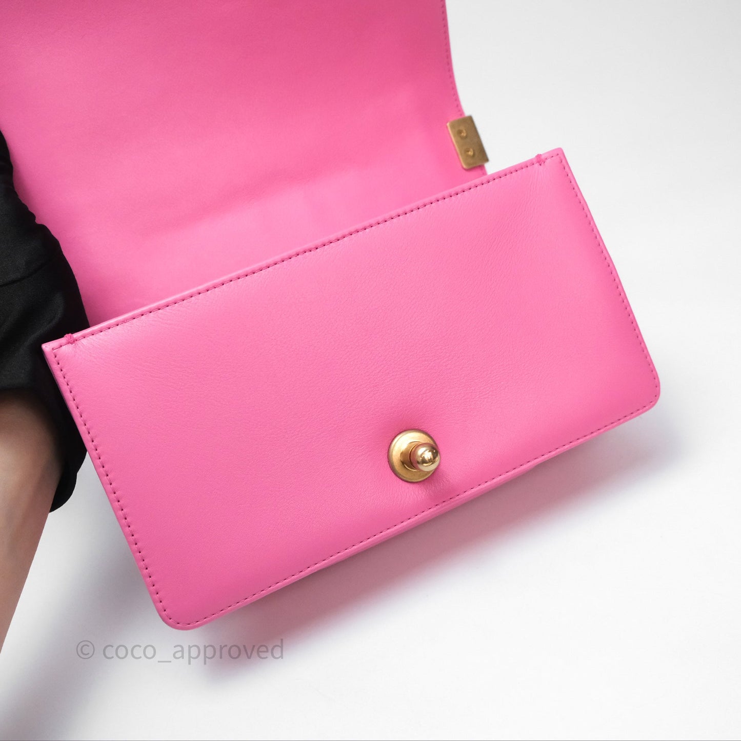 Chanel Small Boy Pink Calfskin Aged Gold Hardware