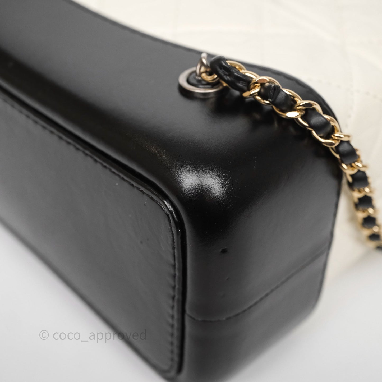 Chanel Small Gabrielle Backpack White Black Aged Calfskin