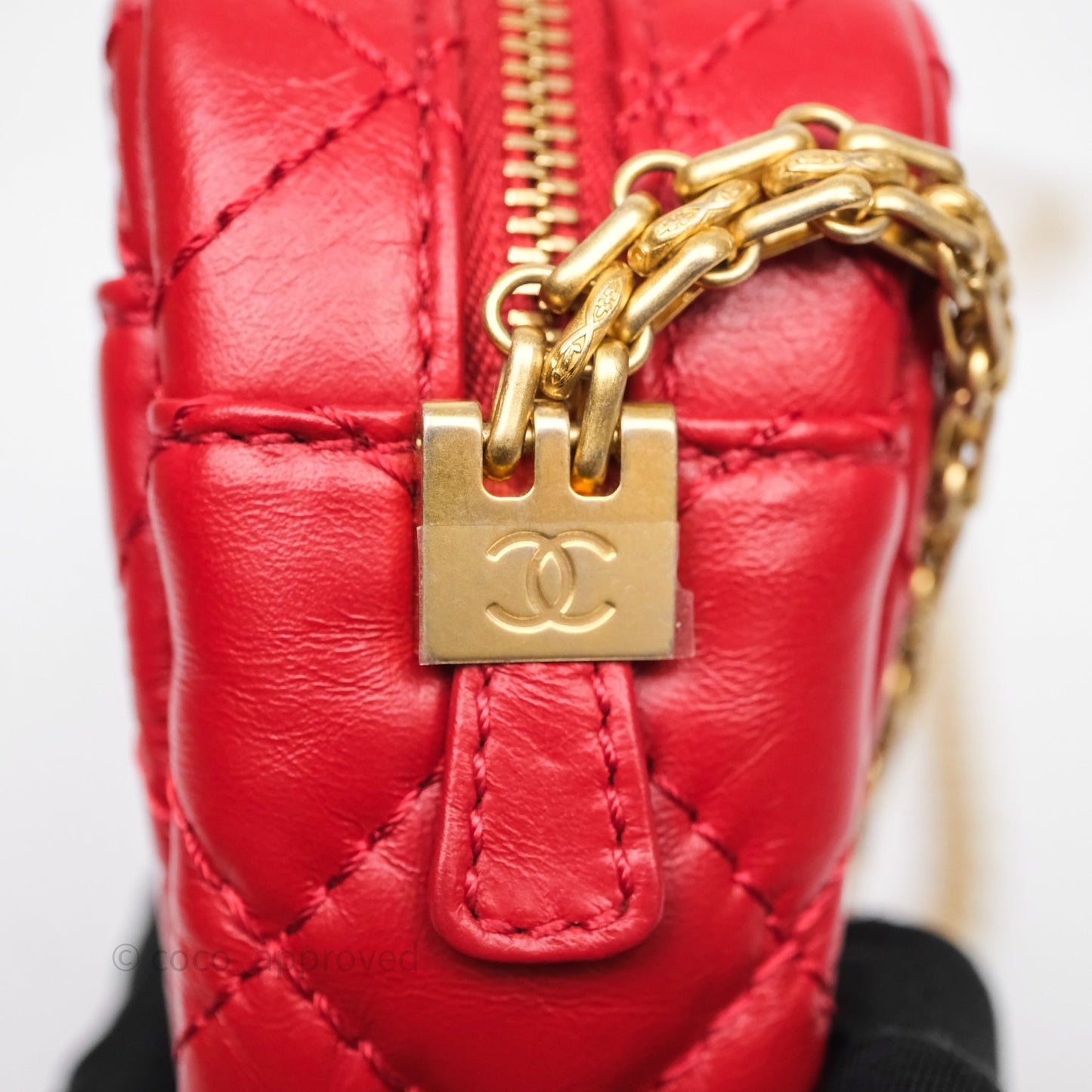 Chanel Quilted Mini Reissue Camera Case Red Aged Calfskin Aged Gold Hardware