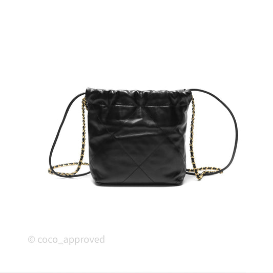 Chanel 22 Mini Bag Black Crumpled Calfskin Aged Gold Hardware