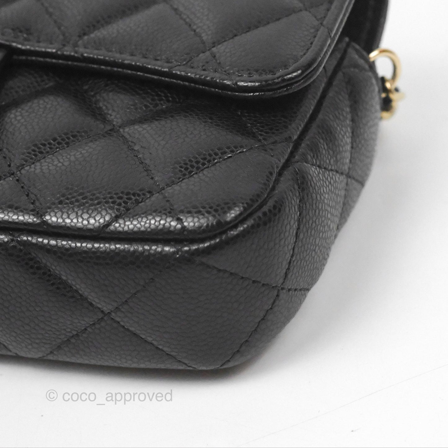 Chanel Classic Flap Phone Holder With Chain Black Caviar Gold Hardware 22A