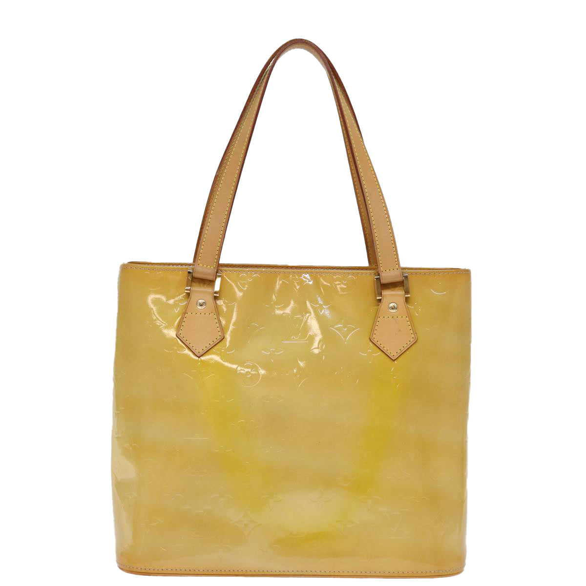 LOUIS VUITTON Monogram Vernis Houston Hand Bag Beige M91004 LV 75934