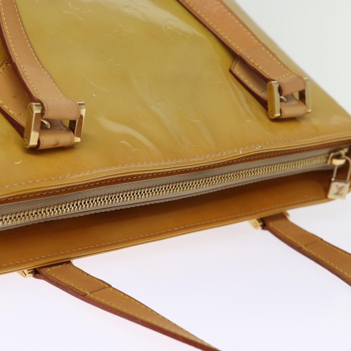 LOUIS VUITTON Monogram Vernis Houston Hand Bag Beige M91004 LV 75934