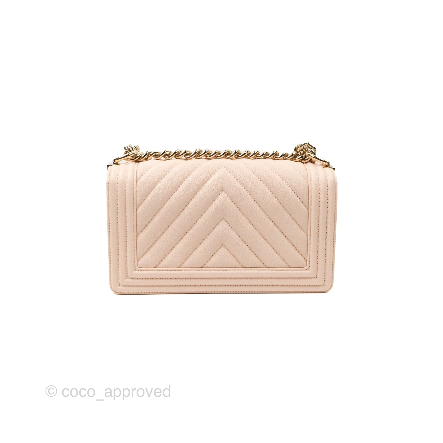 Chanel Chevron Medium Boy Light Pink Caviar Gold Hardware