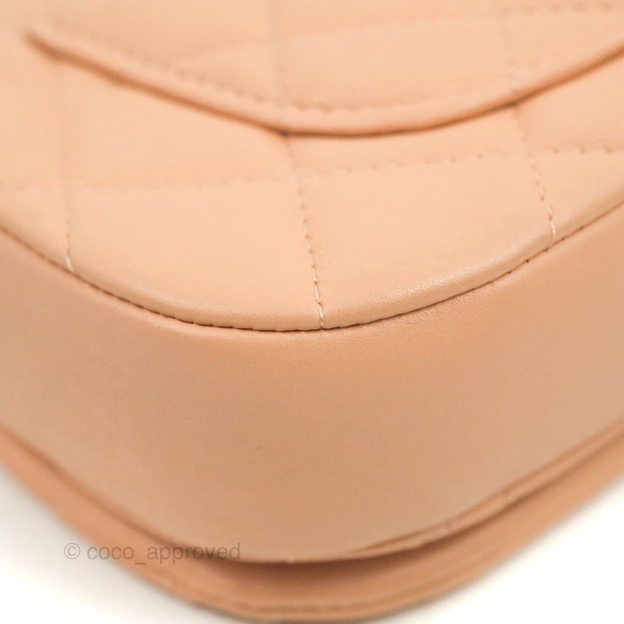 Chanel Clutch with Chain Beige Pink Calfskin Aged Gold Hardware
