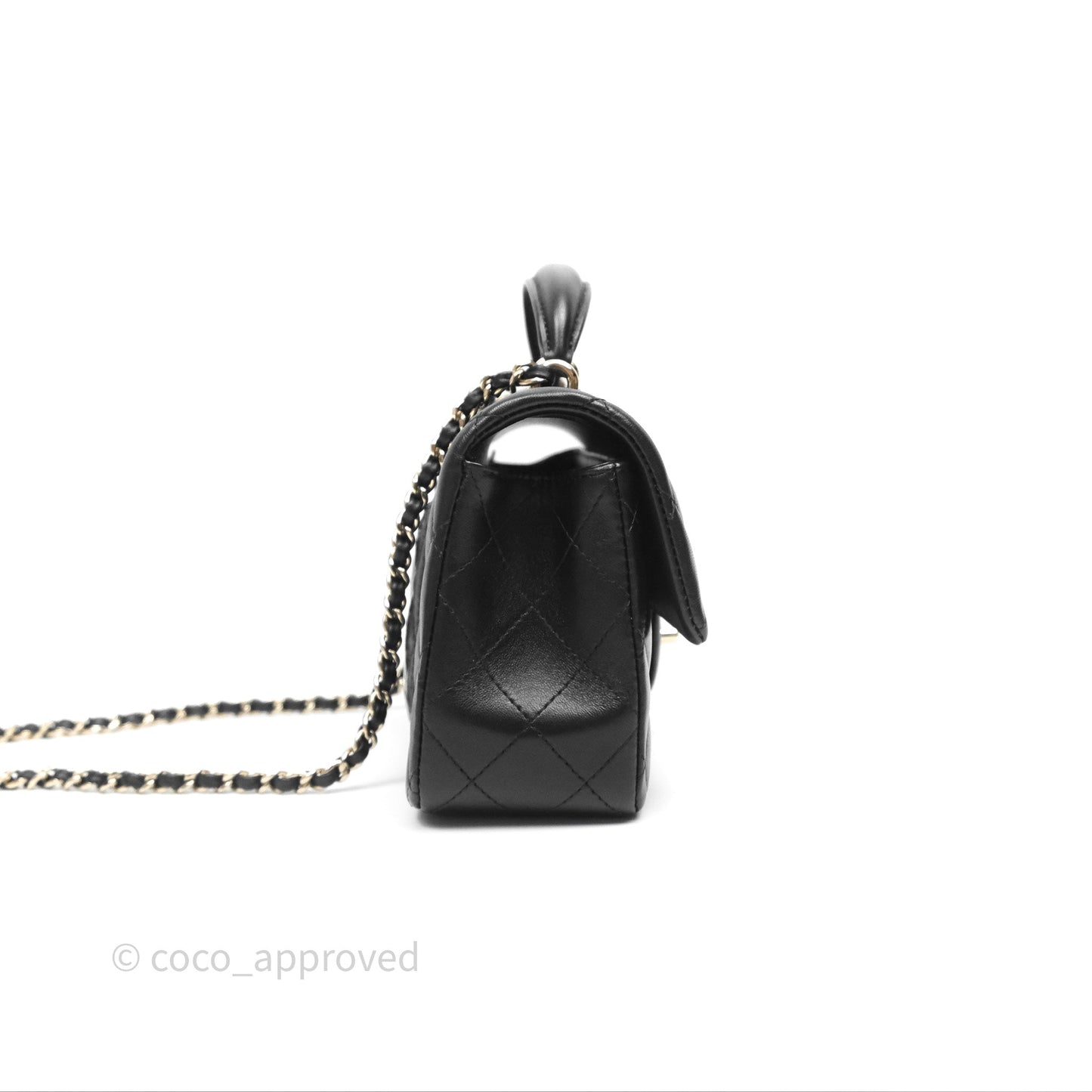 Chanel Top Handle Mini Rectangular Flap Black Lambskin Gold Hardware