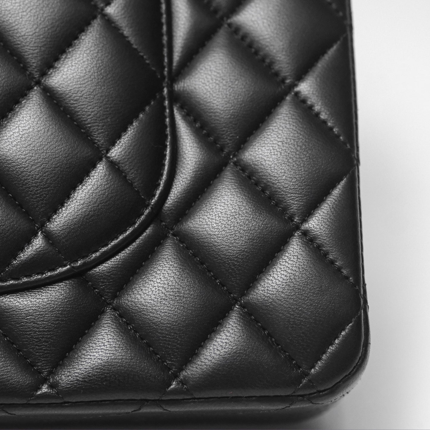 Chanel Classic M/L Medium Flap Quilted Black Lambskin Gold Hardware