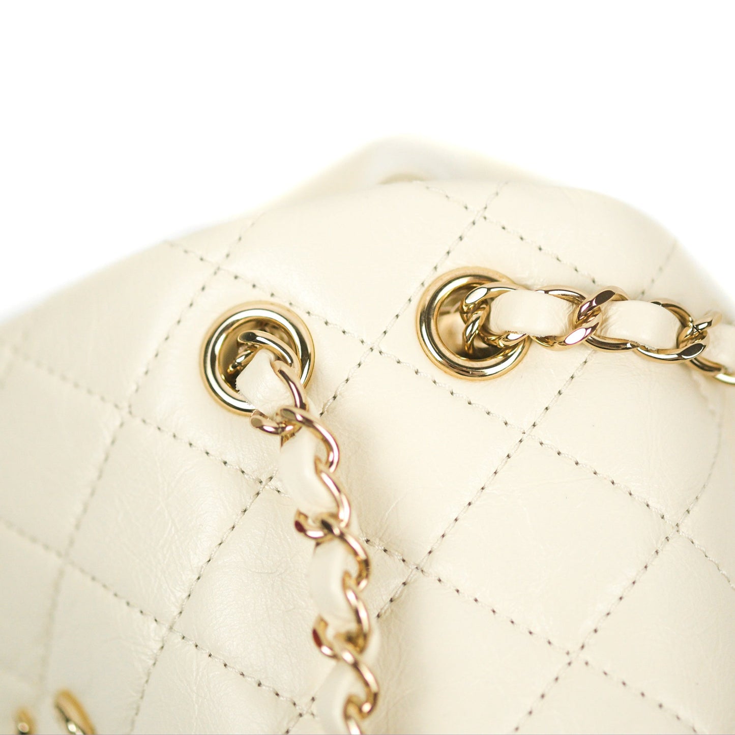 Chanel Quilted Small Duma Drawstring Backpack Ivory White Calfskin Gold Hardware
