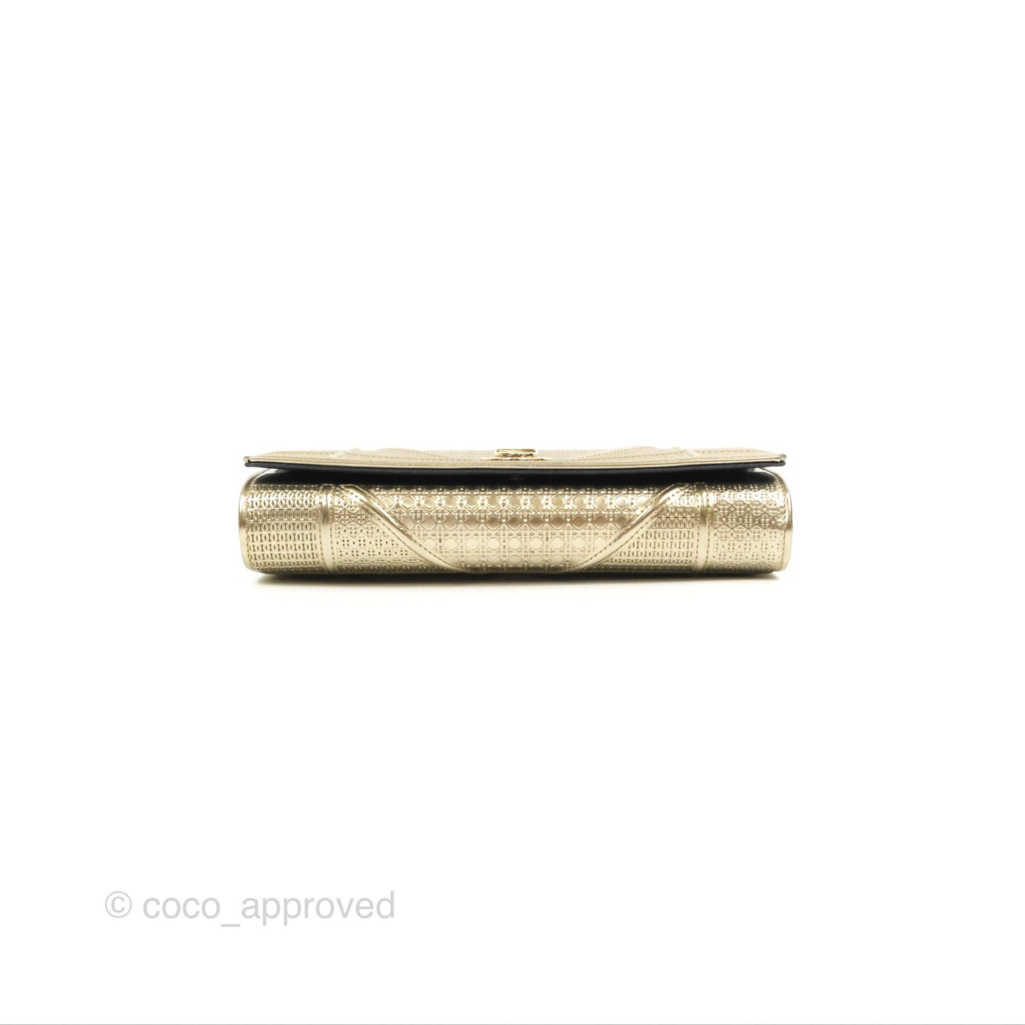 Christian Dior Diorama Clutch with Chain Metallic Gold Gold Hardware