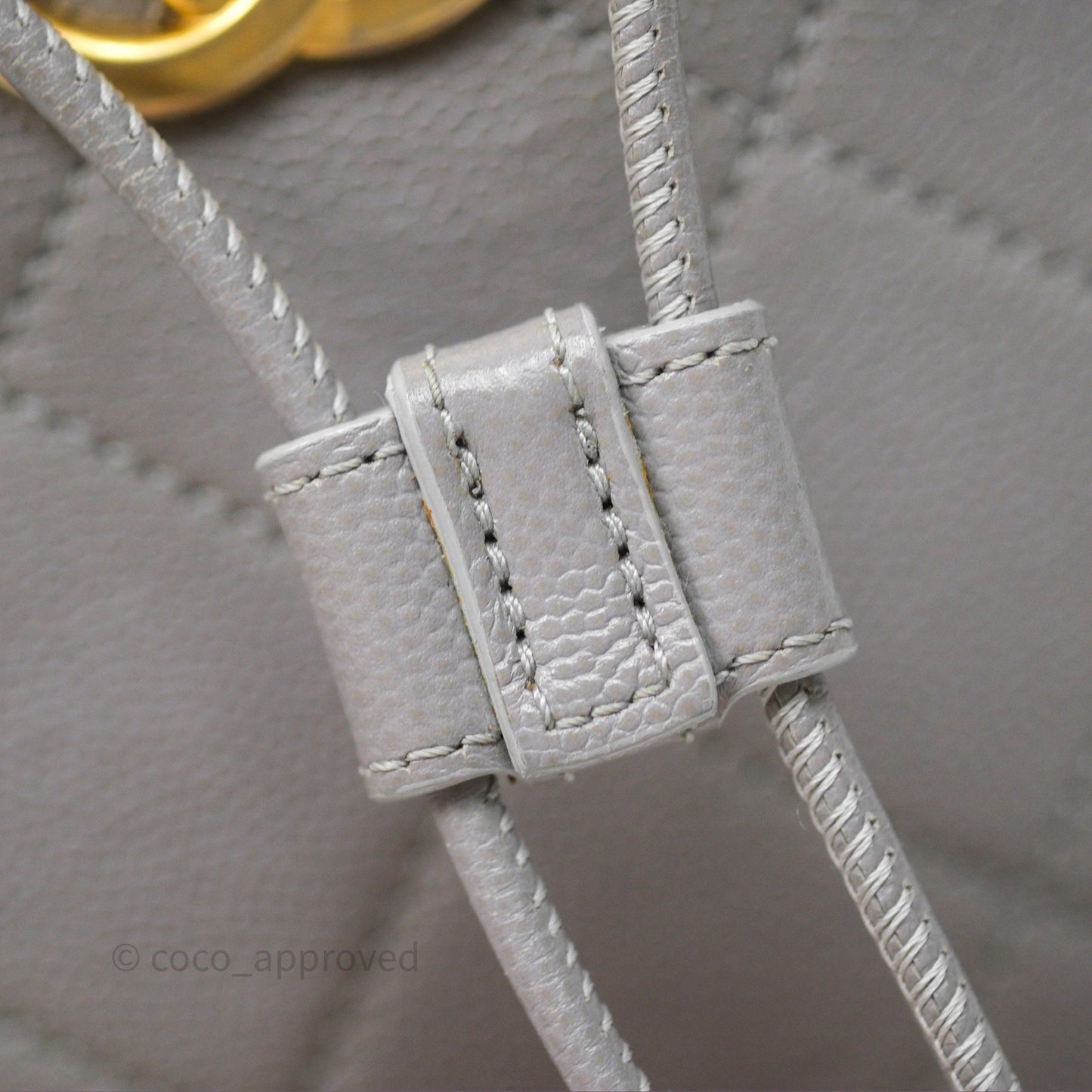 Chanel Drawstring Bucket Bag Grey Grained Calfskin Aged Gold Hardware