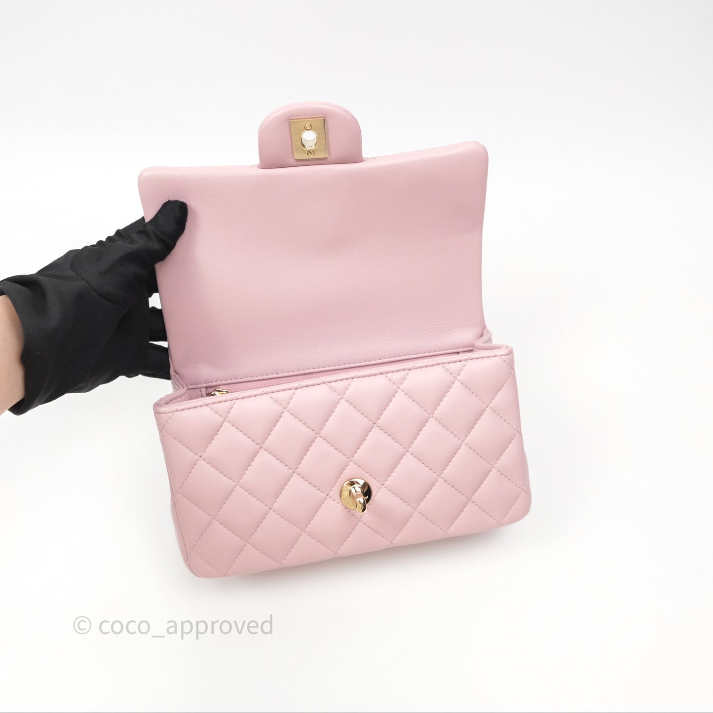 Chanel Top Handle Mini Rectangular Flap Lilac Pink Lambskin Gold Hardware