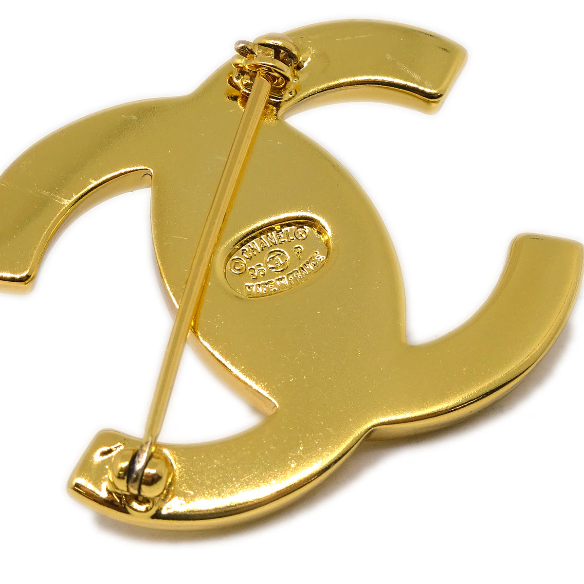 Chanel Turnlock Brooch Pin Gold Large 96P