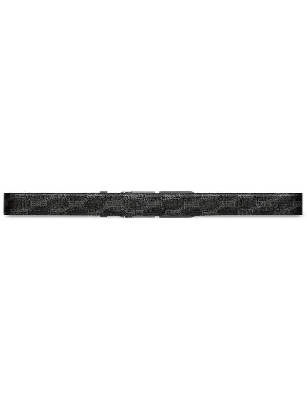 Luxury Balenciaga BB Signature Monogram Canvas Leather Belt Black