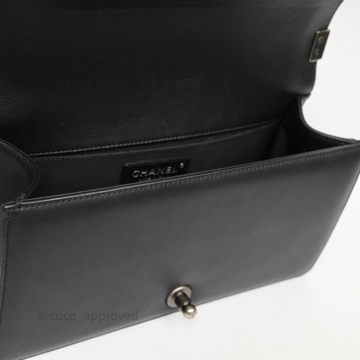 Chanel Quilted Medium Boy Black Calfskin Ruthenium Hardware