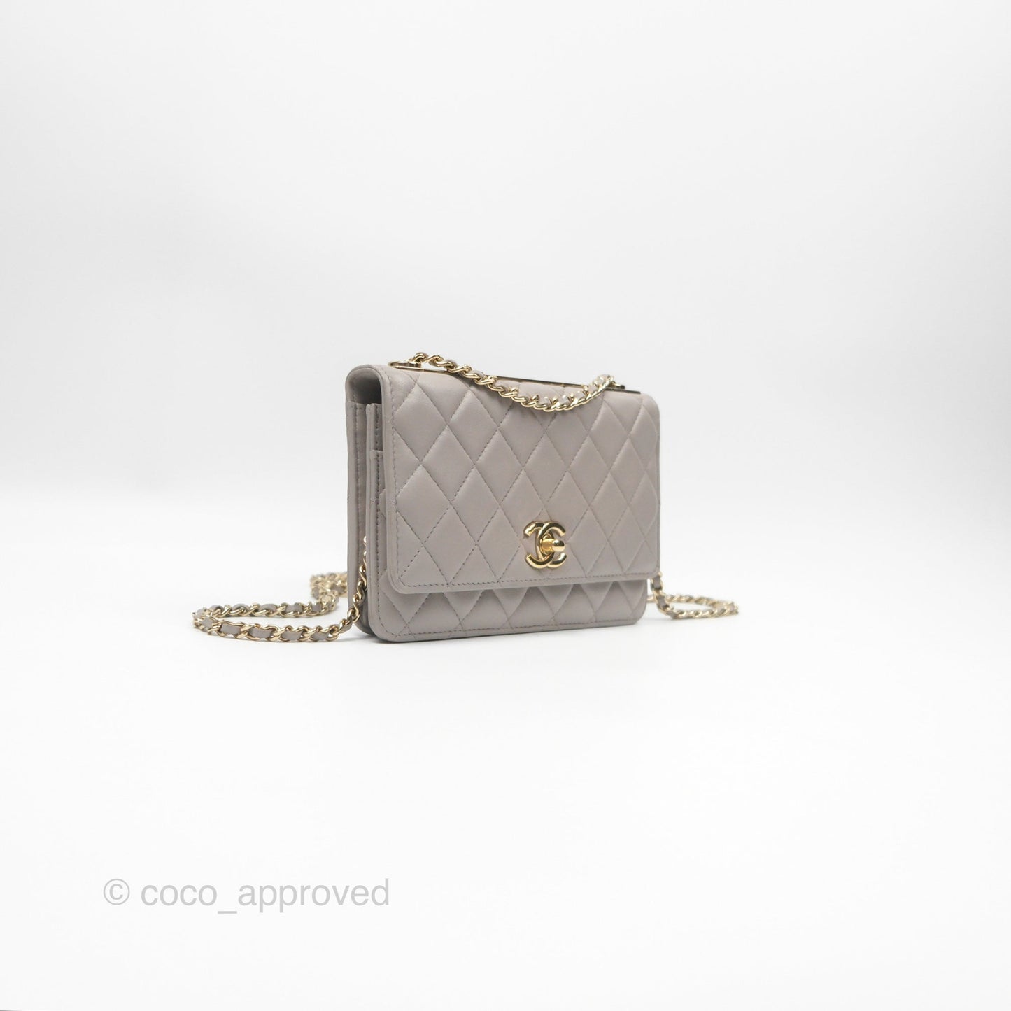 Chanel Trendy CC WOC Quilted Grey Lambskin Gold Hardware