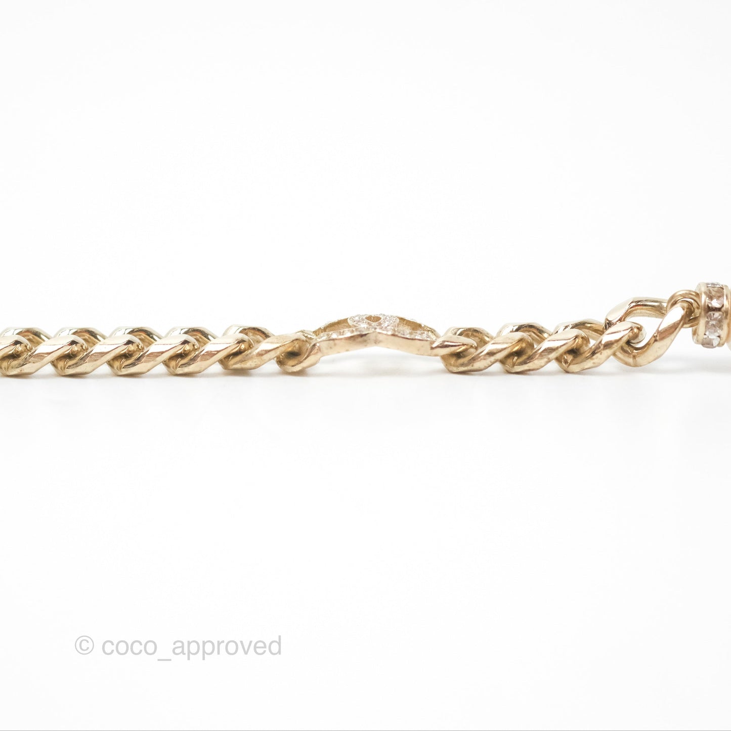 Chanel No5 Perfume Bottle Crystal Pearl Chain Choker Necklace Gold Tone 22S