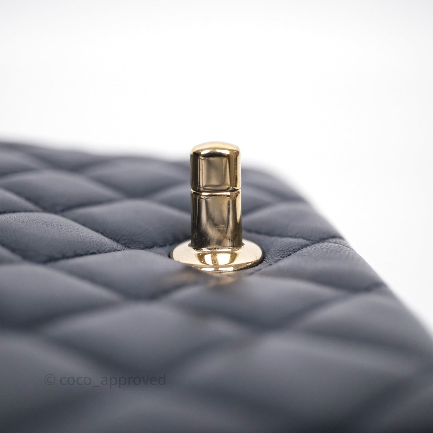 Chanel Mini Square Flap Quilted Navy Lambskin Gold Hardware