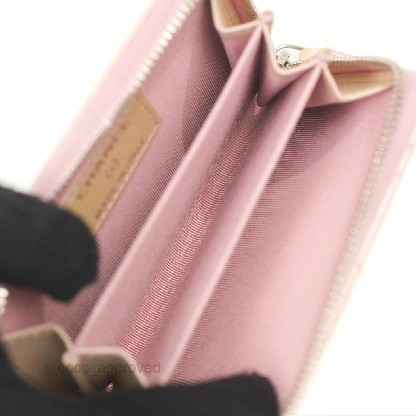 Chanel Classic Zipped Coin Purse Iridescent Pink Calfskin Silver Hardware