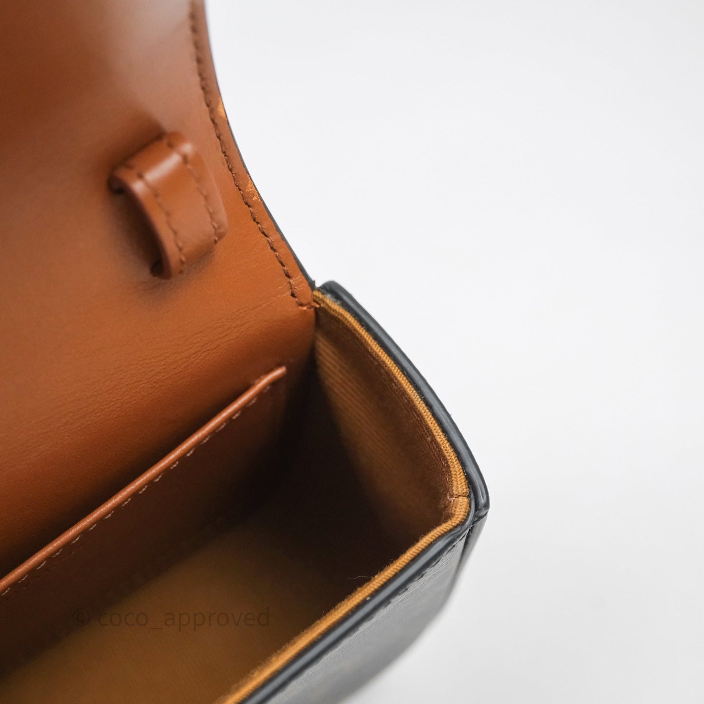 Celine Mini Triomphe Canvas Tan Calfskin