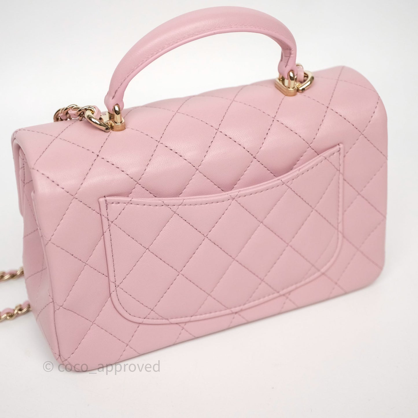 Chanel Top Handle Mini Rectangular Flap Lilac Pink Lambskin Gold Hardware