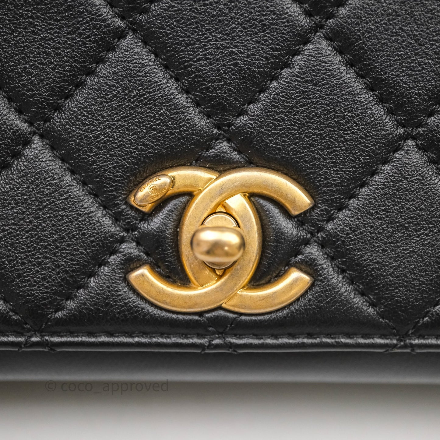 Chanel Pearl Chain Bag Black Calfskin Aged Gold Hardware