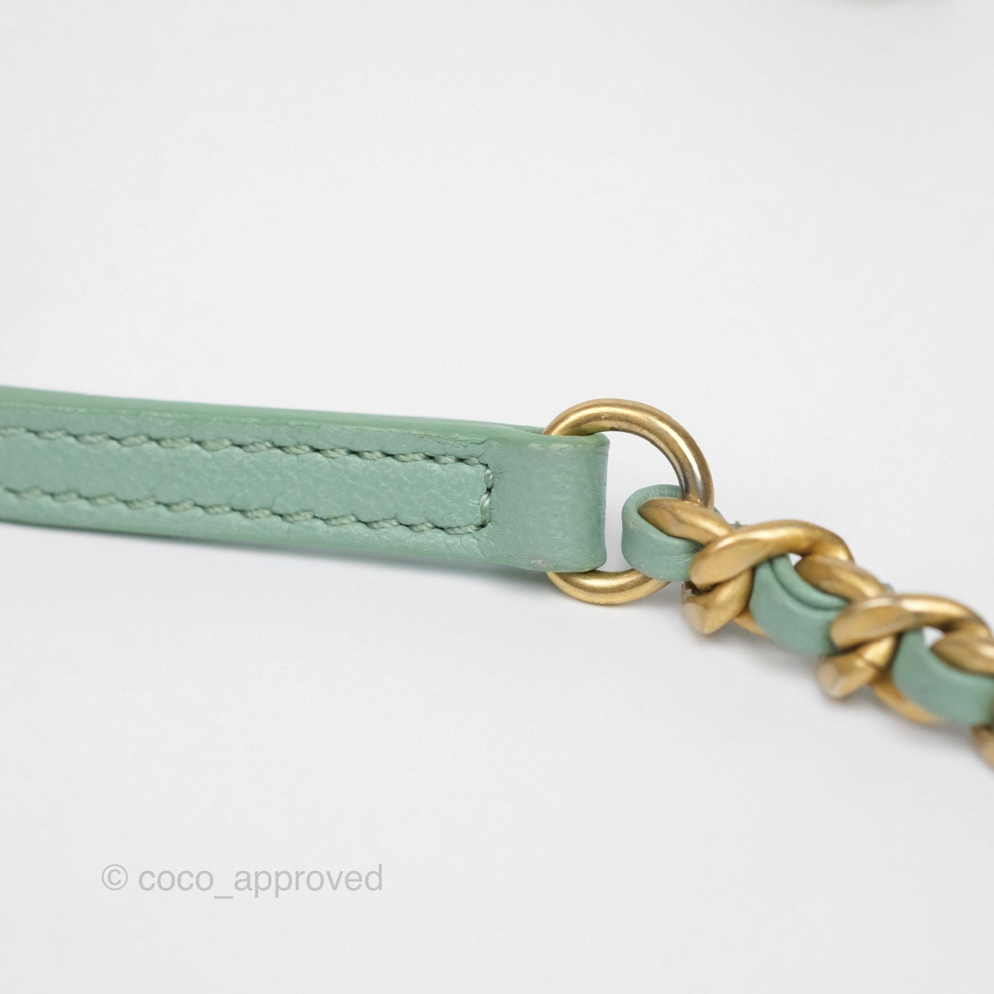 Chanel Drawstring Bucket Bag Quilted Green Caviar Aged Gold Hardware