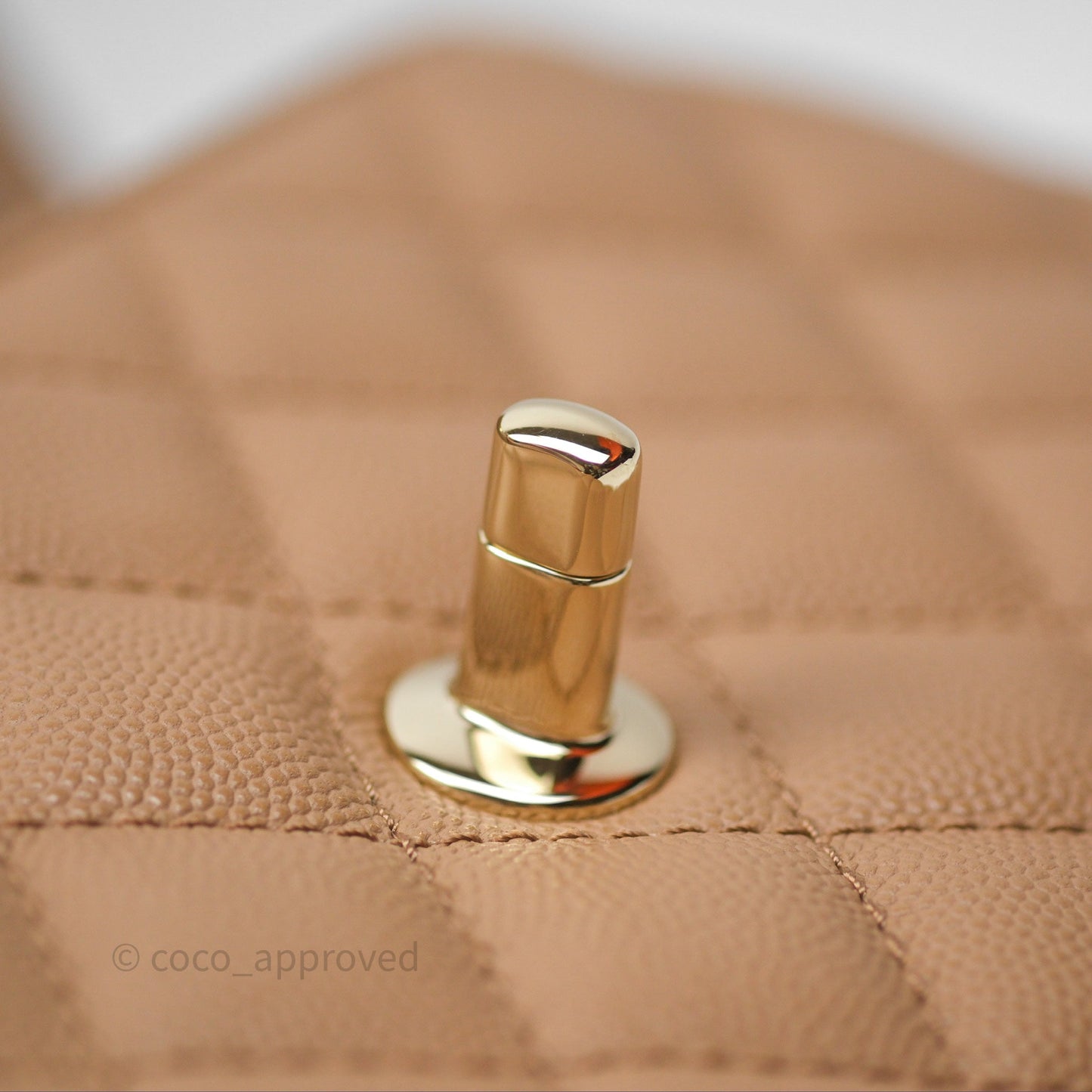 Chanel Small Coco Handle Quilted Dark Beige Caviar Gold Hardware
