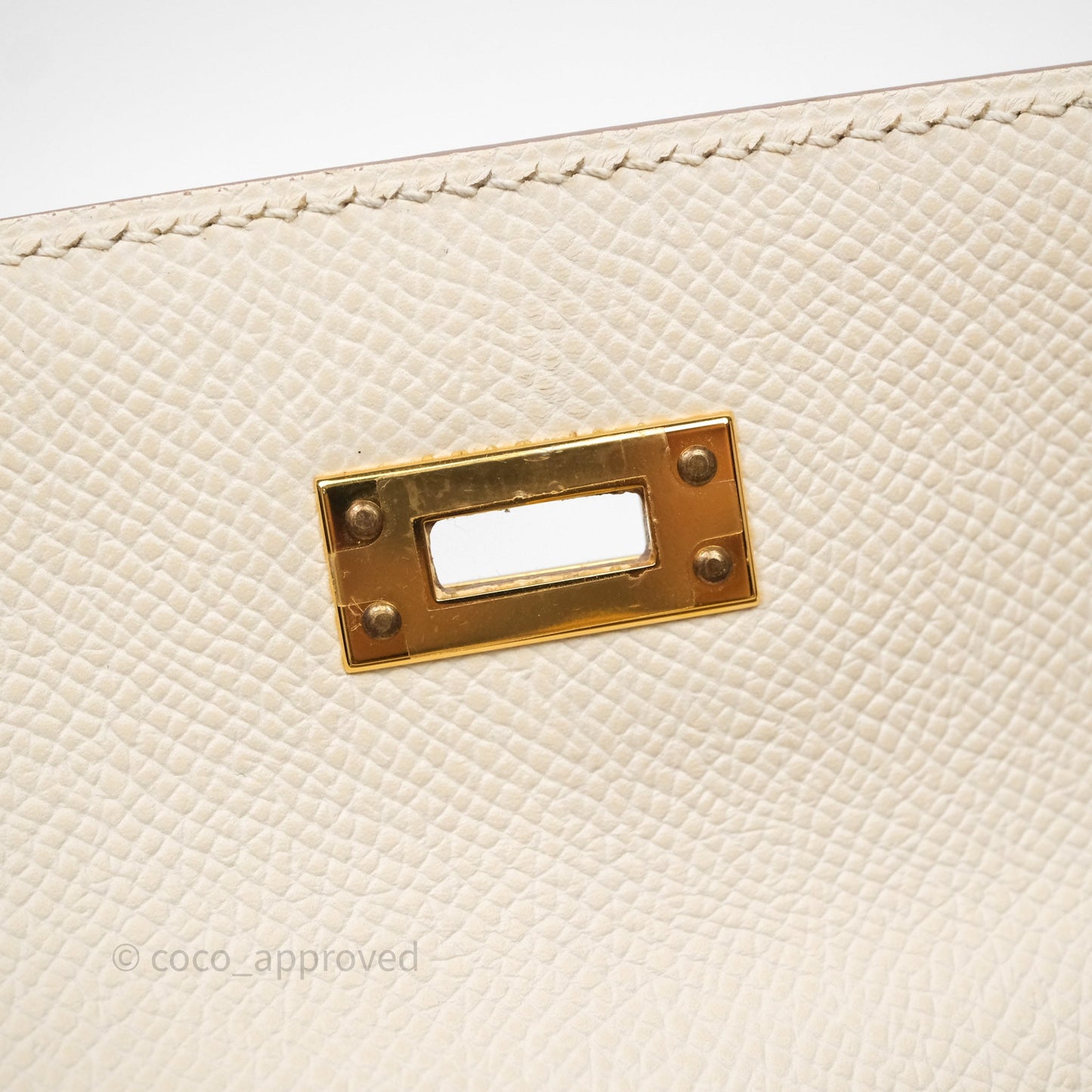 Hermes Kelly 25 Craie Epsom Gold Hardware