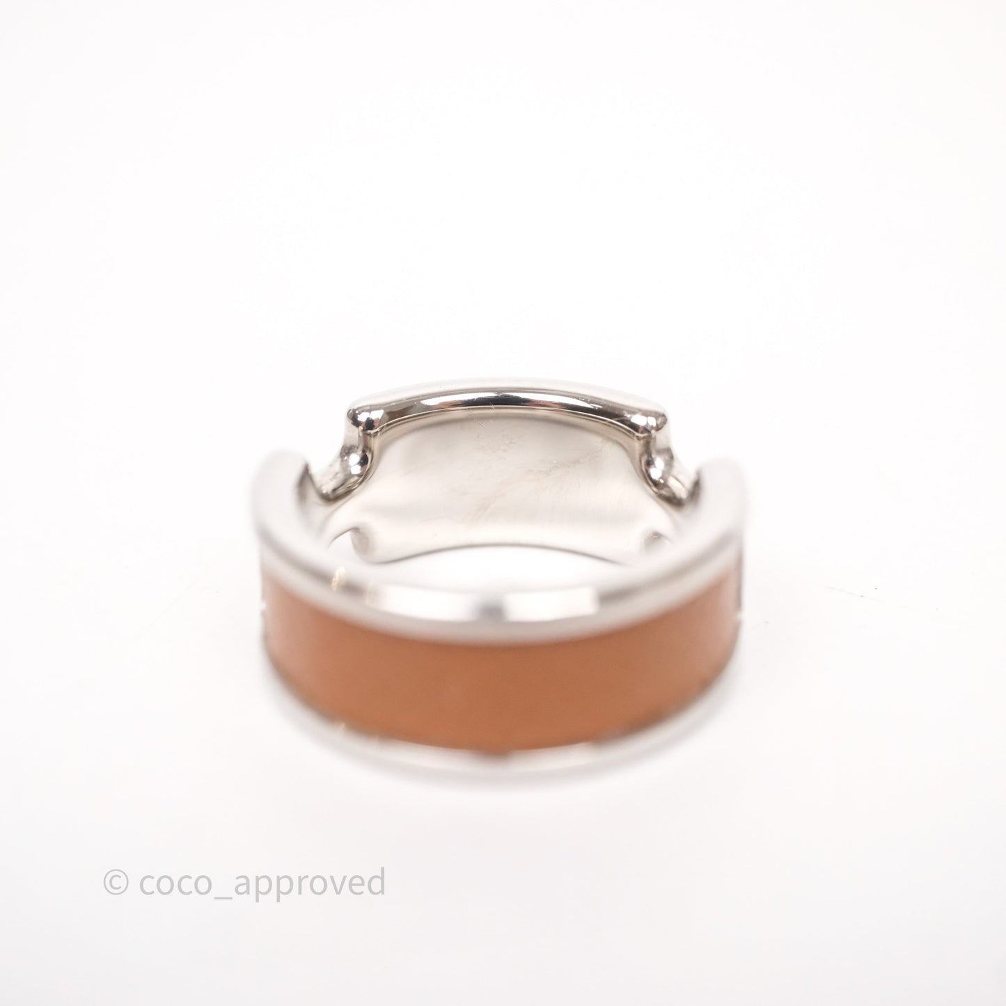 Hermès Olympe Ring Medium Model Gold 37 Epsom Silver Hardware