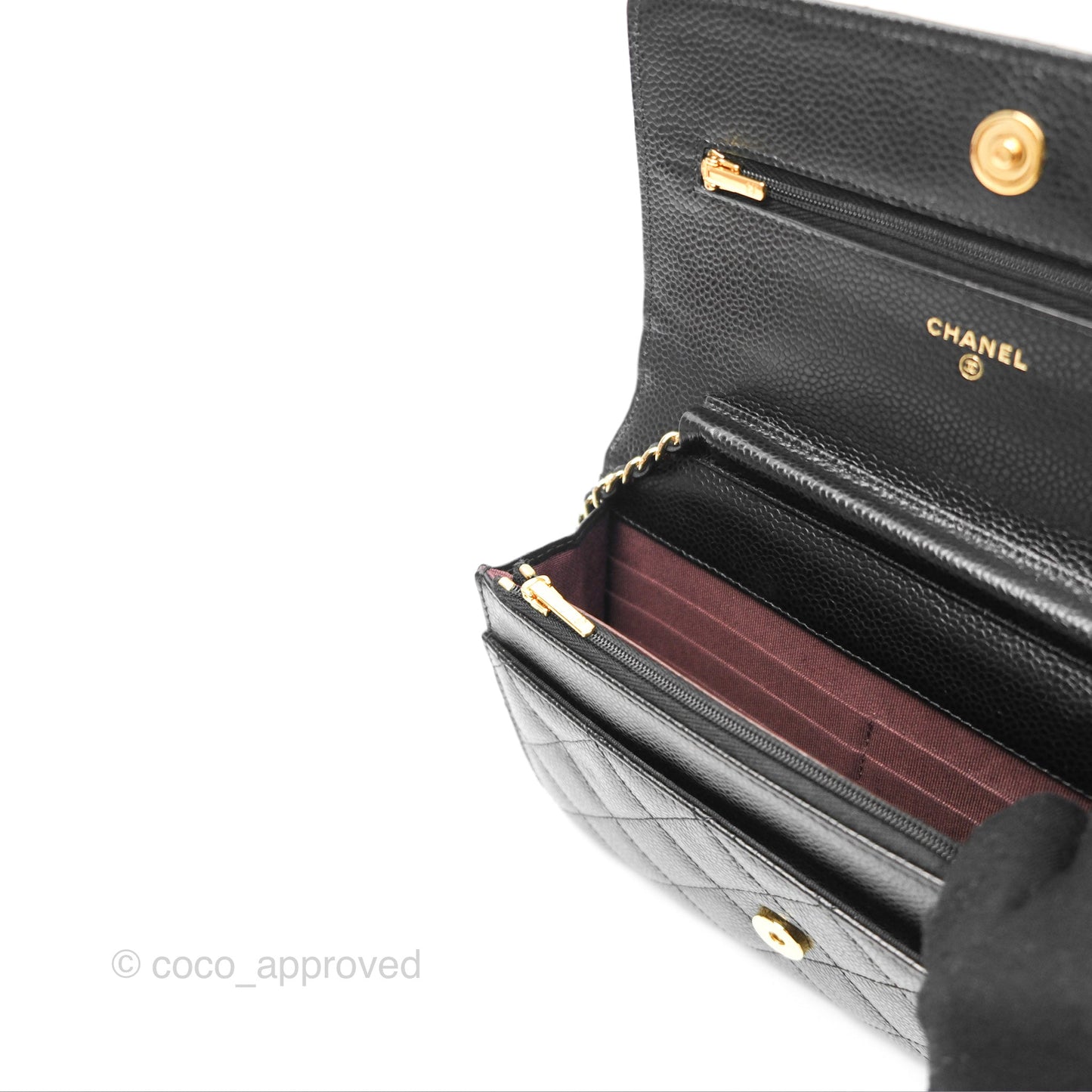 Chanel Quilted Classic Wallet On Chain WOC Black Caviar Gold Hardware