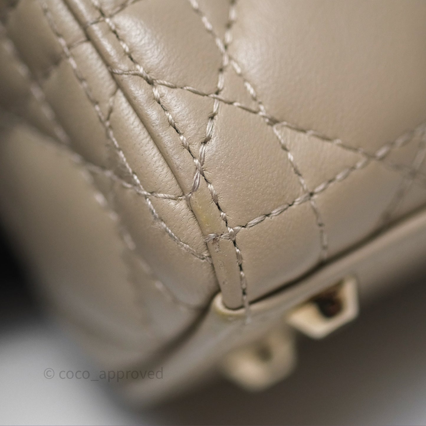 Christian Dior Micro Lady Dior Cannage Beige Lambskin Gold Hardware