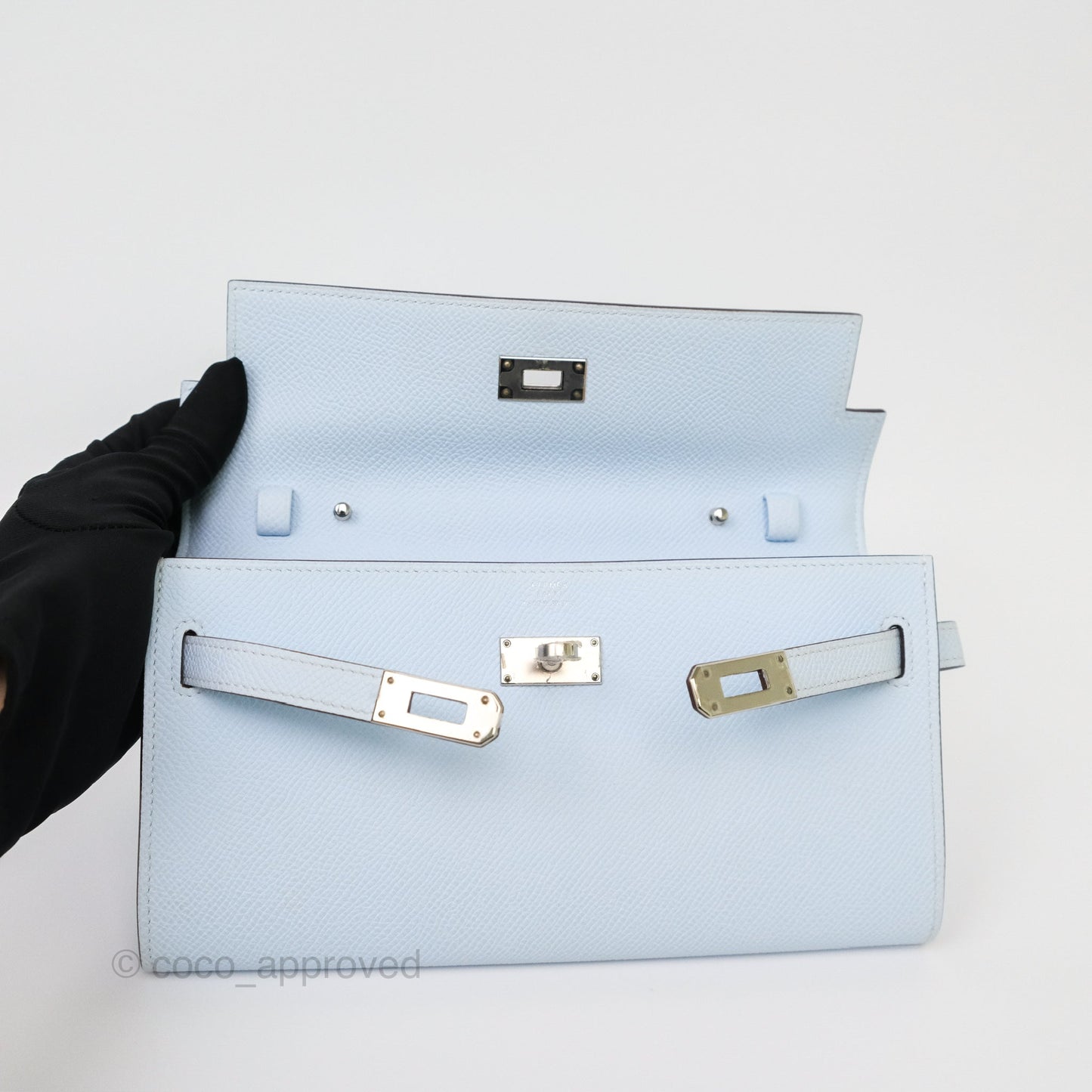 Hermès Kelly To Go Wallet Bleu Brume T0 Epsom Palladium Hardware