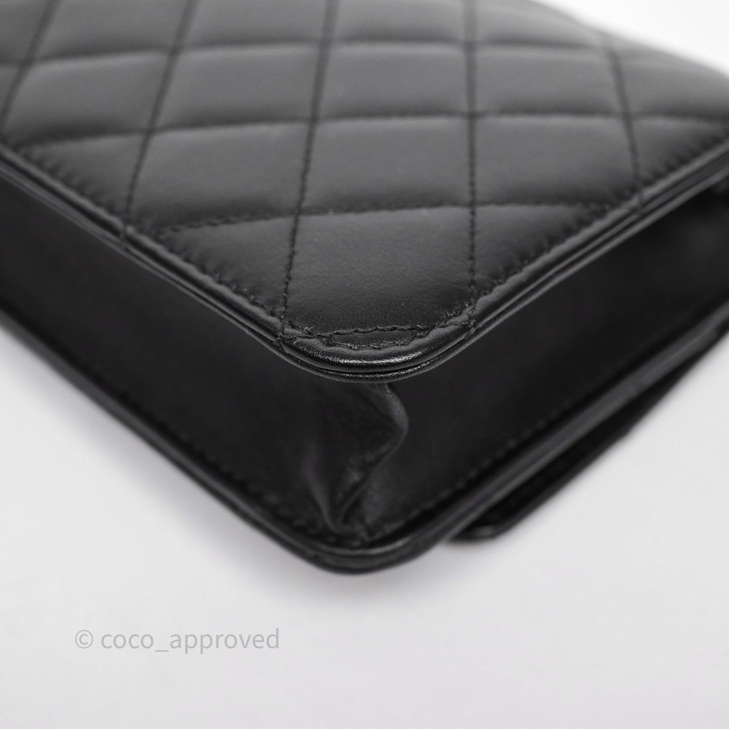 Chanel Cambon Line Wallet On Chain Black Lambskin Bag Silver Hardware