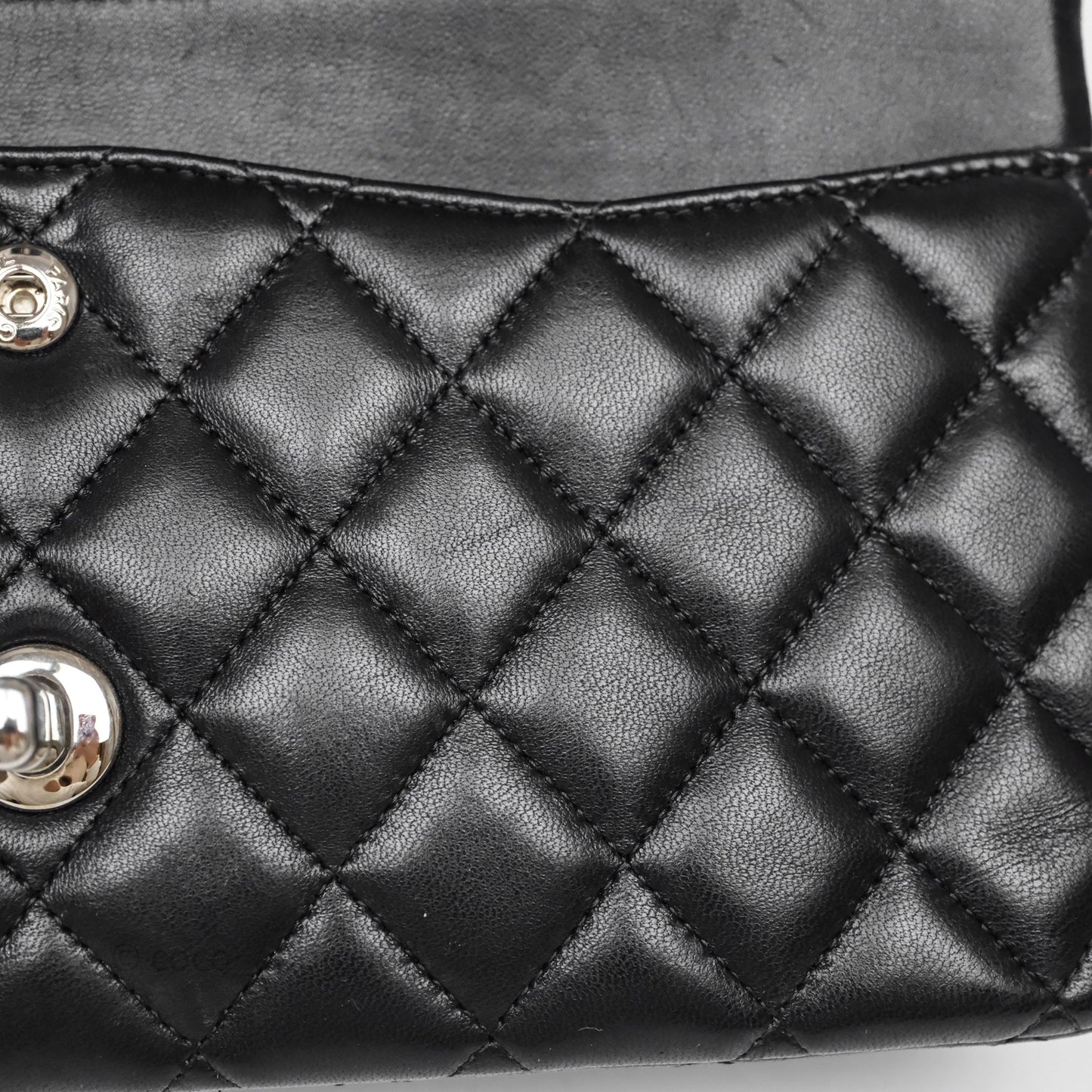 Chanel Classic M/L Medium Flap Quilted Black Lambskin Silver Hardware